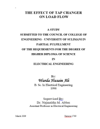 Image of THE EFFECT OF TAP CHANGER
 ON LOAD FLOW
