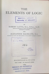 Image of THE ELEMENTS OF LOGIC