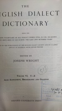 Image of THE ENGLISH DIALECT DICTIONARY