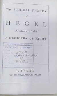 Image of the ETHICAL THEORY OF HEGEL