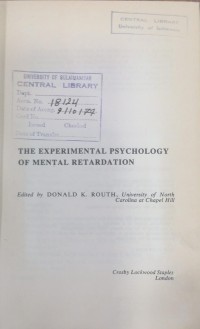Image of THE EXPERIMENTAL PSYCHOLOGY OF MENTAL RETARDATION