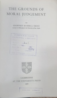 Image of THE GROUNDS OF MORAL JUDGEMENT