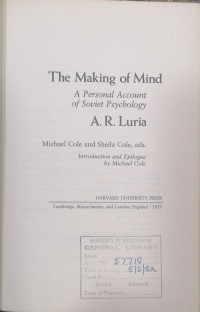 Image of The Making of Mind A personal Account of soviet psychology