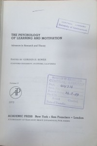 Image of THE PSYCHOLOGY OF LEARNING AND MOTIVATION