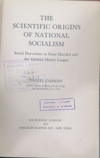 Image of THE SCIENTIFIC ORIGINS OF NATIONAL SOCIALISA