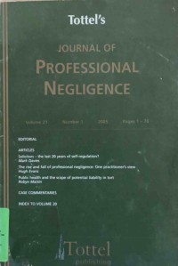 Image of Tottel's Journal of Professional Negligence
